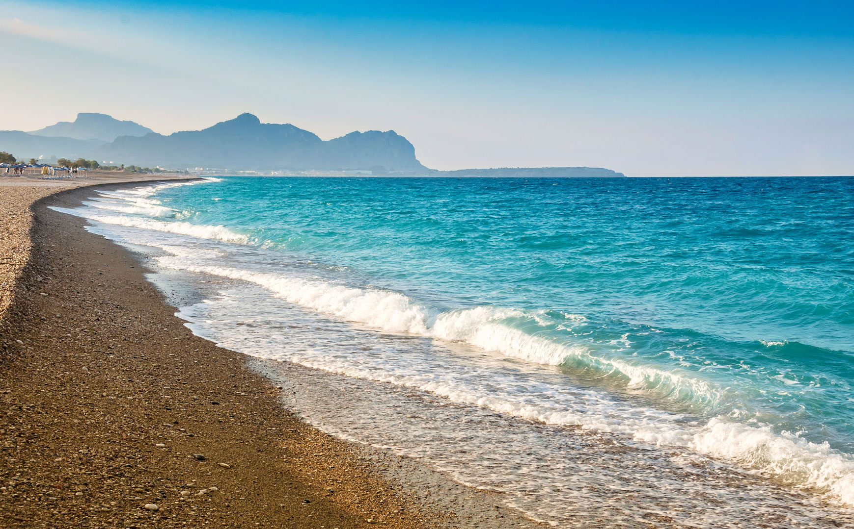 Schöner Blick auf den Strand auf Rhodos