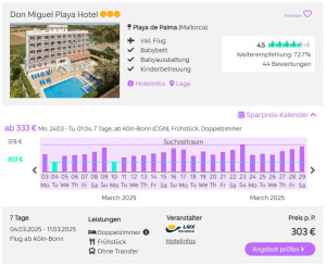 Deal im Don Miguel Playa Hotel in Playa de Palma, Mallorca
