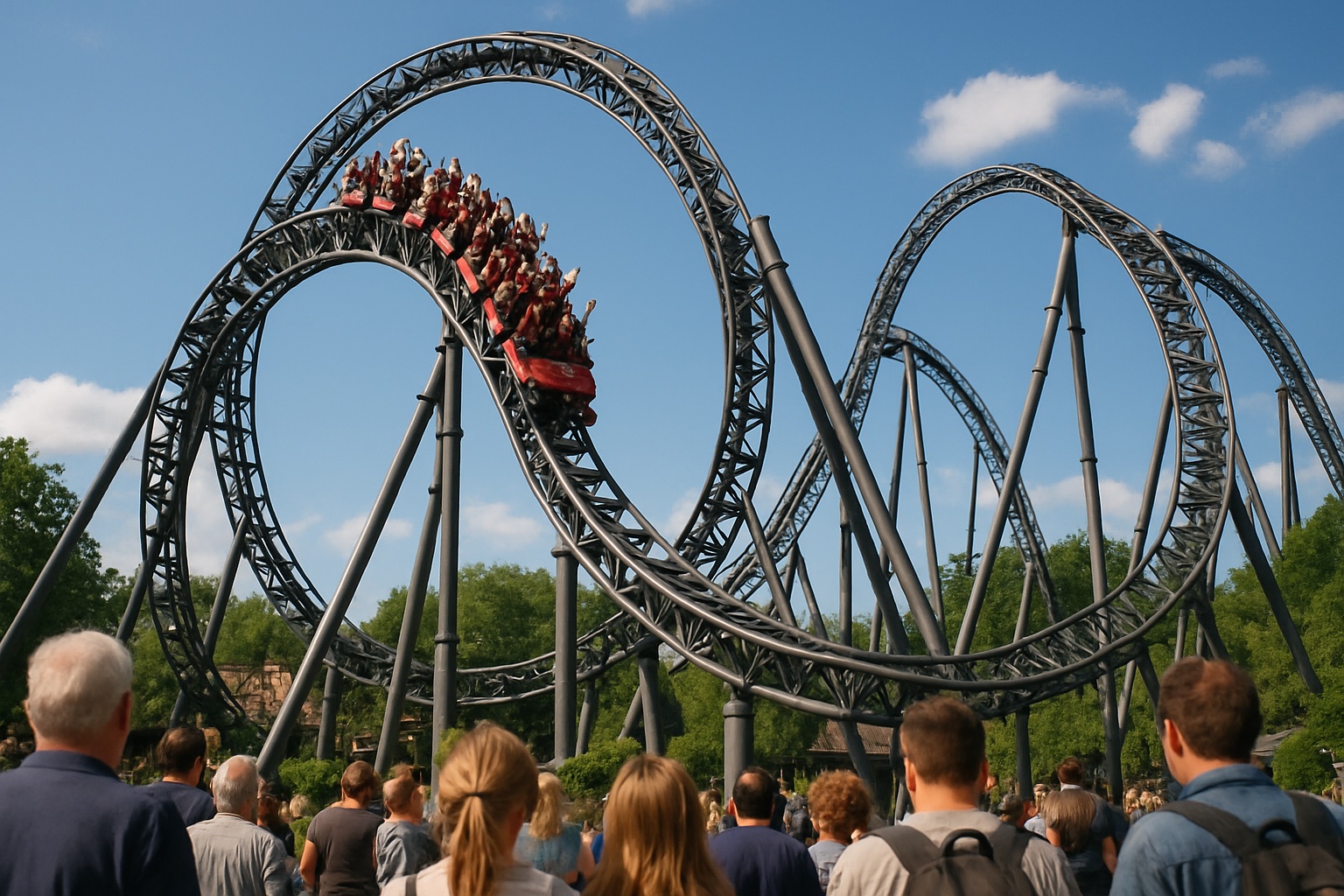 Große Achterbahn in einem deutschen Freizeitpark