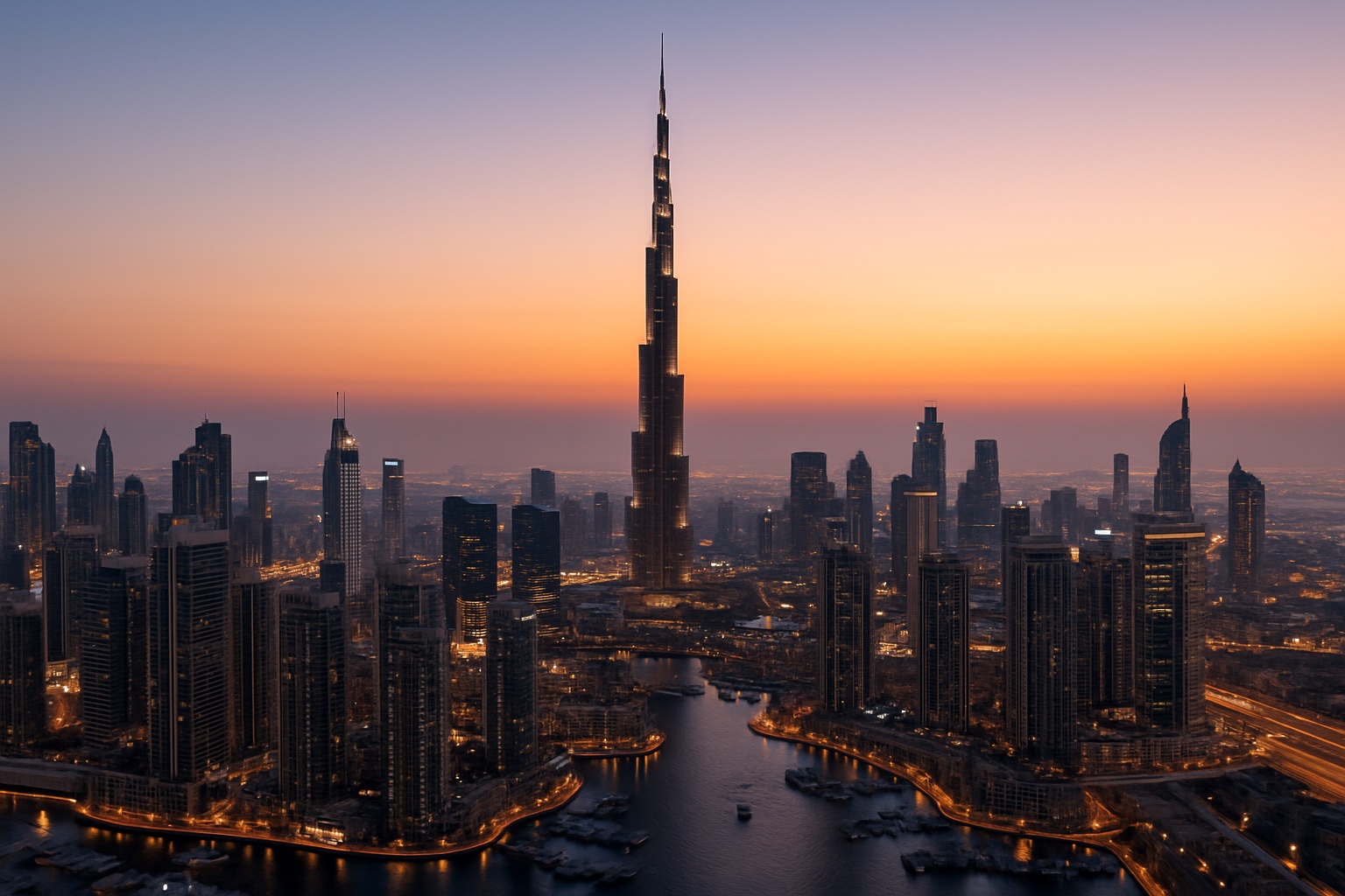 Skyline von Dubai mit Burj Khalifa und Marina