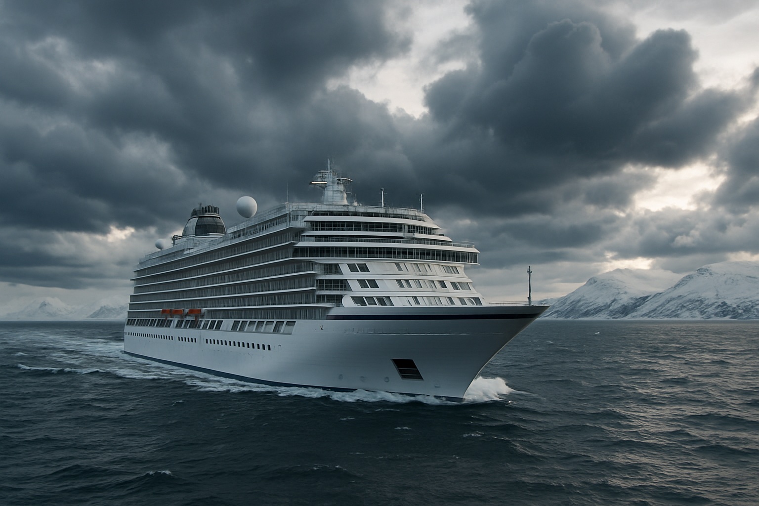 Kreuzfahrtschiff auf winterlicher Nordroute