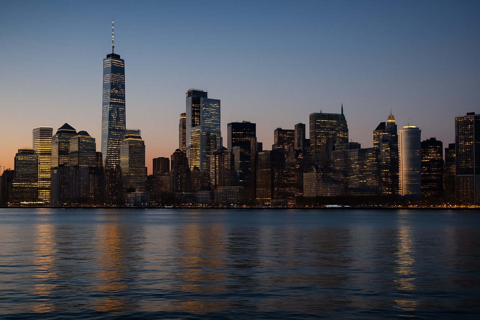 Skyline von Manhattan mit Wolkenkratzern in New York