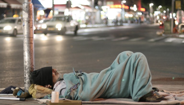 Obdachler auf der Straße
