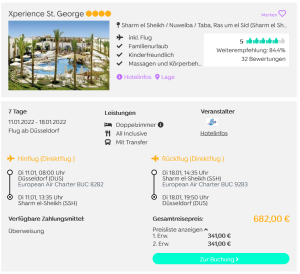 Screenshot Ägypten Reisedeal Hotel Xperience St. George