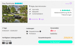 Screenshot Allgäu Reisedeal Das Parkhotel