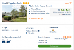 Screenshot Berlin Deal Hotel Müggelsee