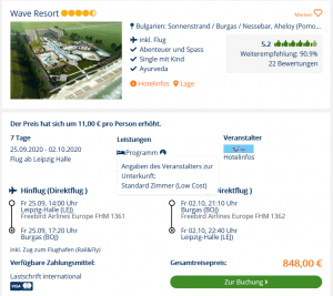 Screenshot Bulgarien Deal Wave Resort