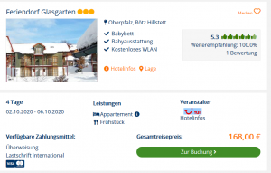 Screenshot Deutschland Deal Feriendorf Glasgarten