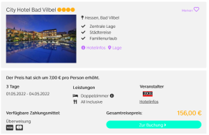 Screenshot Deutschland Reisedeal City Hotel Bad Vilbel