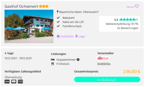 Screenshot Deutschland Reisedeal Gasthof Ochsenwirt