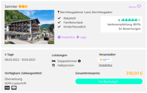Screenshot Deutschland Reisedeal Hotel Seimler