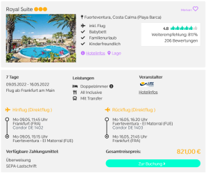 Screenshot Fuerteventura Reisedeal Hotel Royal Suite