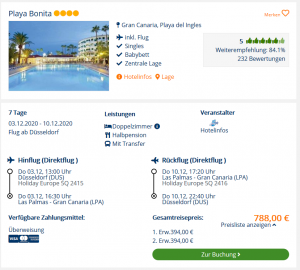 Screenshot Gran Canaria Deal Hotel Playa Bonita