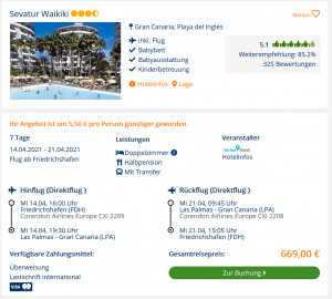 Screenshot Gran Canaria Deal Hotel Sevatur Waikiki