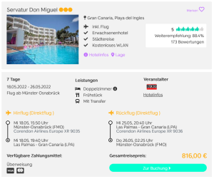 Screenshot Gran Canaria Reisedeal Hotel Servatur Don Miguel