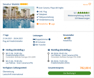 Screenshot Gran Canaria Reisedeal Hotel Sevatur Waikiki