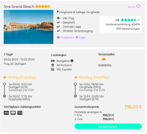 Screenshot Hurghada Reisedeal Hotel Siva Grand Beach