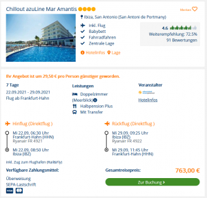 Screenshot Ibiza Reisedeal Hotel Chillout azuLine Mar Amantis