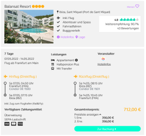 Screenshot Ibiza Reisedeal Hotel Balansat Resort