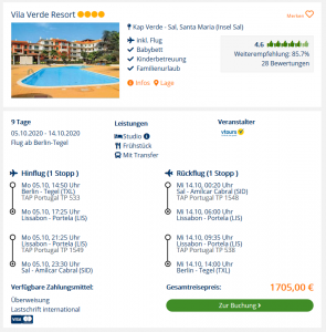 Screenshot Kap Verde Deal Vila Verde Resort