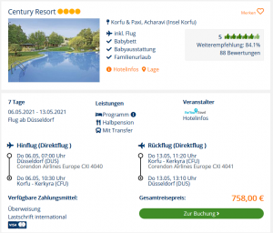 Screenshot Korfu Deal Hotel Century Resort