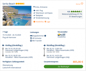 Screenshot Kreta Deal Hotel Serita Beach