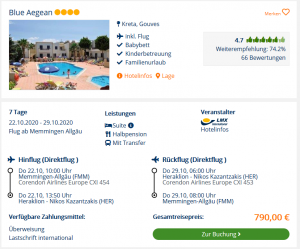 Screenshot Kreta Deal Hotel Blue Aegean