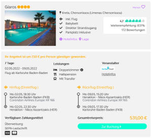 Screenshot Kreta Reisedeal Hotel Glaros