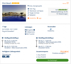 Screenshot Kreta Deal Hotel Pilot Beach