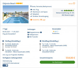 Screenshot Kreta Reisedeal Hotel Odyssia Beach