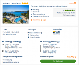 Screenshot Kroatien Deal Aminess Grand Azur