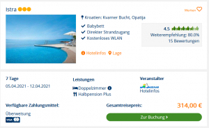 Screenshot Kroatien Deal Hotel Istra