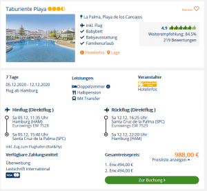 Screenshot La Palma Deal Hotel Taburiente Playa