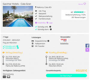Screenshot Mallorca Deal Gavimar Hotels - Cala Gran