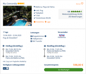 Screenshot Mallorca Deal Hotel Riu Concordia