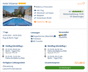 Screenshot Mallorca Deal Hotel Vistamar