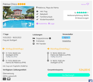 Screenshot Mallorca Reisedeal Hotel Pabisa Chico