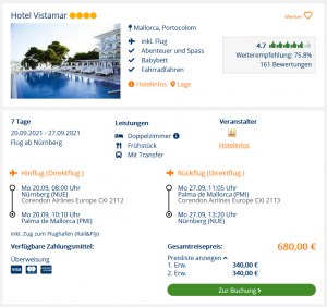 Screenshot Mallorca Reisedeal Hotel Vistamar
