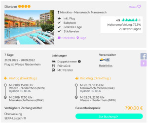 Screenshot Marrakesch Reisedeal Hotel Diwane