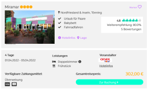 Screenshot Nordsee Reisedeal Hotel Miramar