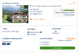 Screenshot Österreich Deal Landhaus Strasser