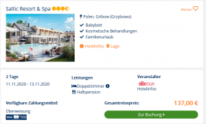 Screenshot Polen Deal Saltic Resort & Spa