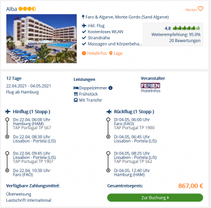 Screenshot Portugal Deal Hotel Alba