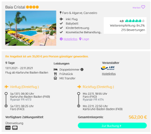 Screenshot Portugal Deal Hotel Baia Cristal