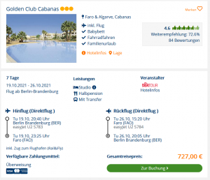 Screenshot Portugal Reisedeal Hotel Golden Club Cabanas
