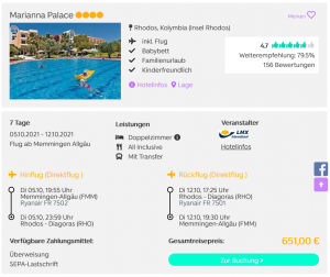 Screenshot Rhodos Deal Hotel Marianna Palace