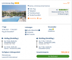 Screenshot Samos Deal Hotel Limnionas Bay