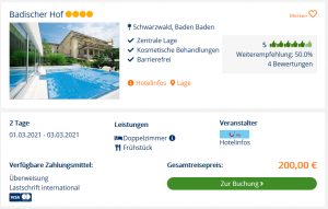 Screenshot Schwarzwald Deal Hotel Badischer Hof