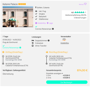 Screenshot Sizilien Reisedeal Hotel Katane Palace