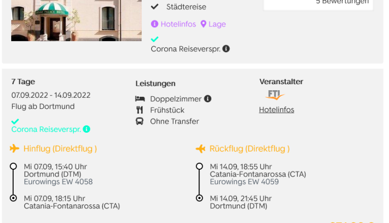 Screenshot Sizilien Reisedeal Hotel Katane Palace